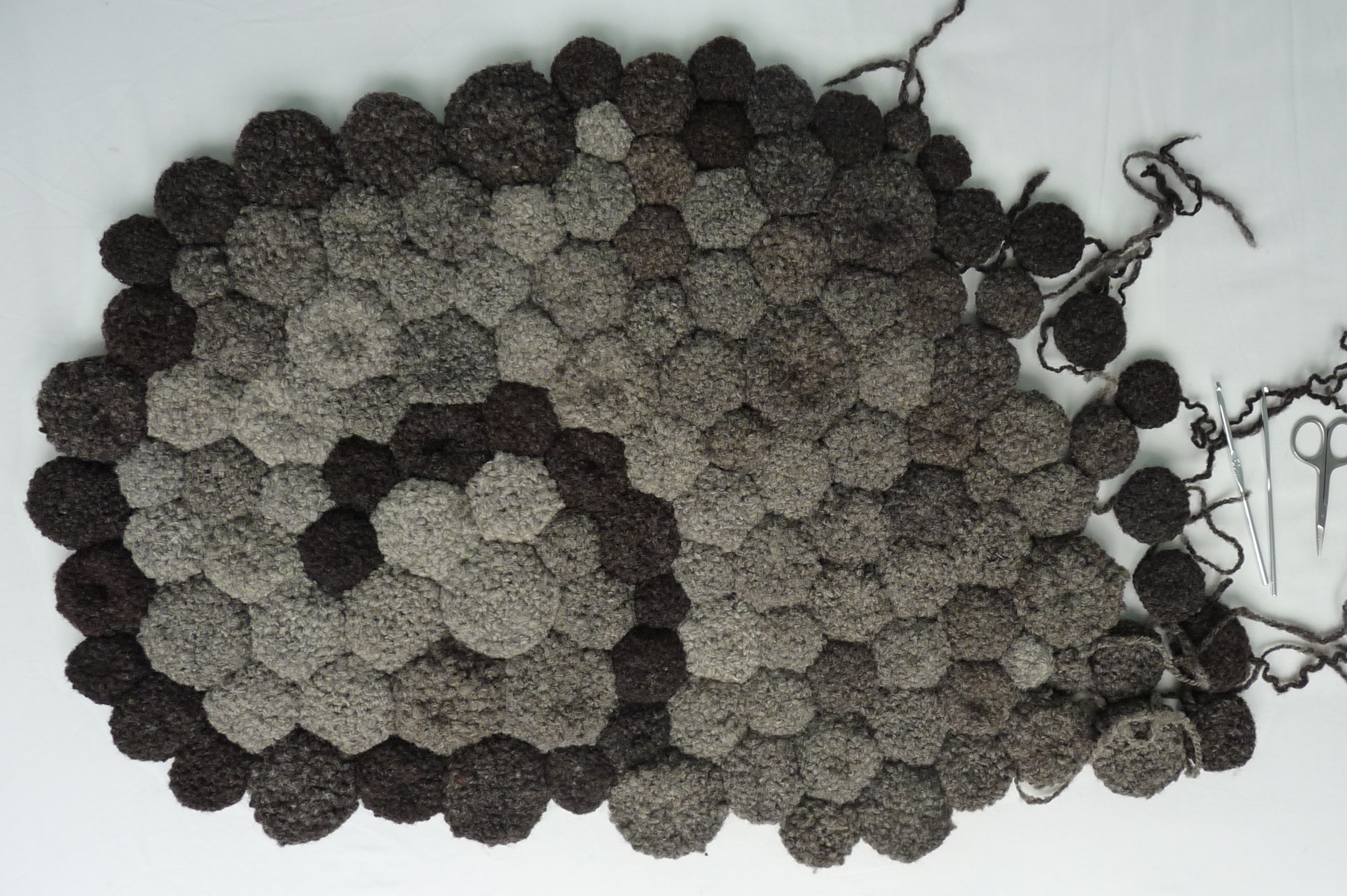 bathmat worked in handspun and crocheted wool