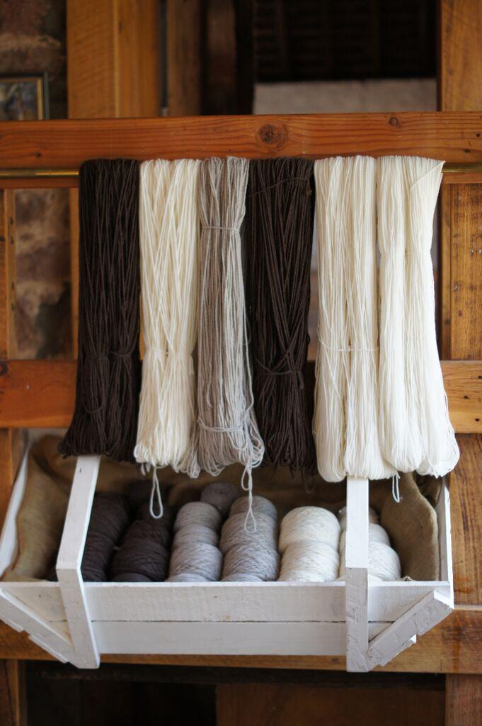 Tarndie yarns in natural white, silver and brown