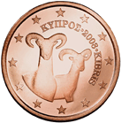 The 1, 2 and 5c pieces of Cypriot euro coins all feature the Cyprus mouflon