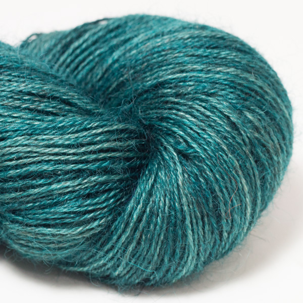 hand-dyed Wensleydale and Shetland yarn, from The Knitting Goddess, custom spun at The Natural Fibre Company