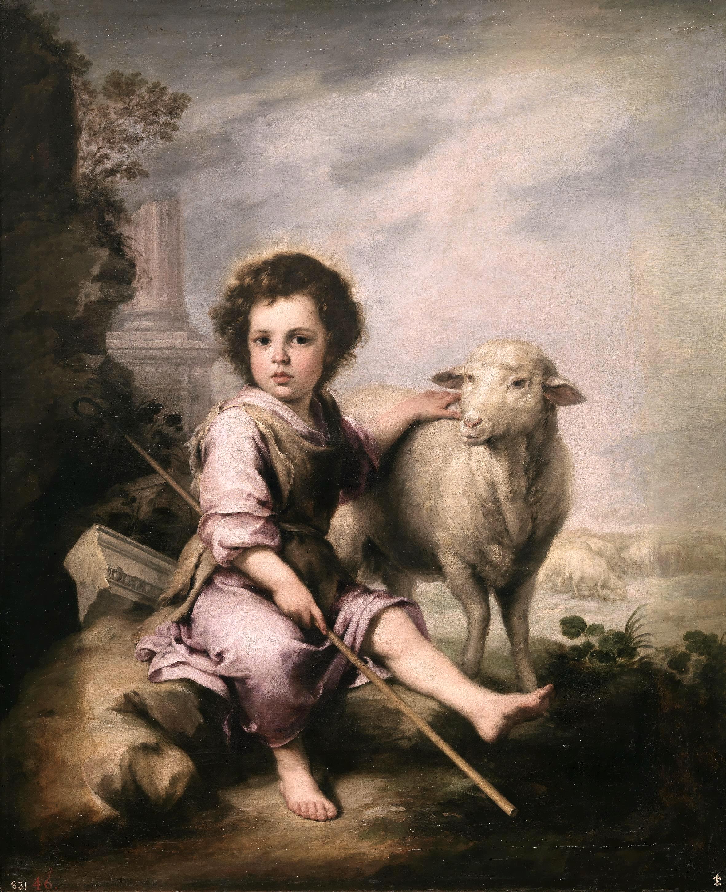 El Buen Pastor - The Good Shepherd, painted by Bartolomé Esteban Murillo (1617–1682) circa 1660 - one of the earliest depictions of a merino sheep